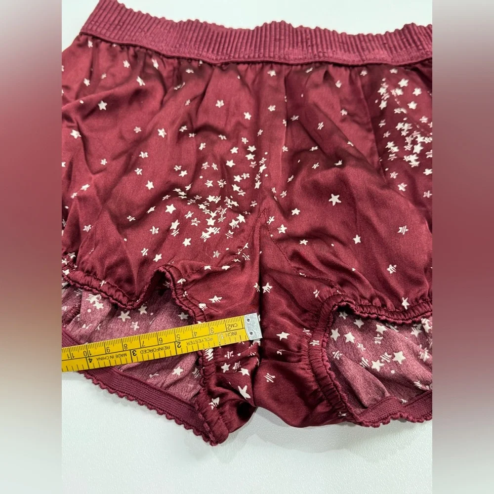Anthropologie Star Print Pajama Set Burgundy Smocked Cami & Shorts Size S NWOT - Picture 6 of 9